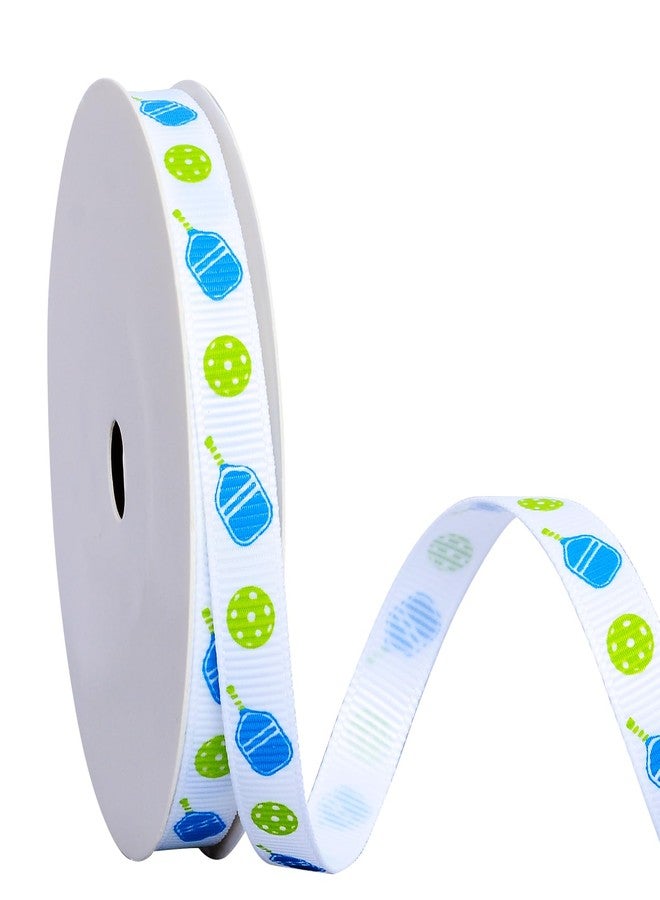 Ribest Sports Pickleball Ribbon, 3/8 Inch Grosgrain Fabric Ribbon for Team Party Decorations Basket Decor Birthday Gift Wrapping Crafts Hair Bows Supplies, 10 Yards - Image 1
